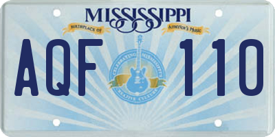 MS license plate AQF110