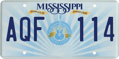 MS license plate AQF114