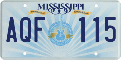 MS license plate AQF115