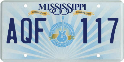MS license plate AQF117