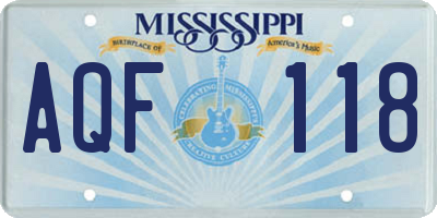 MS license plate AQF118