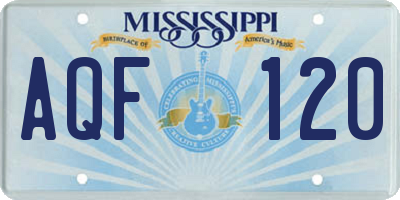 MS license plate AQF120