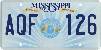 MS license plate AQF126