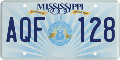 MS license plate AQF128