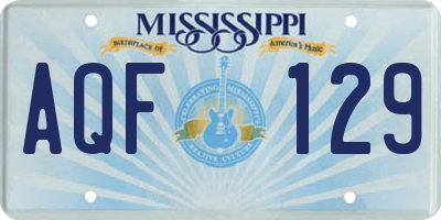 MS license plate AQF129