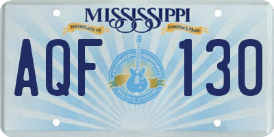 MS license plate AQF130