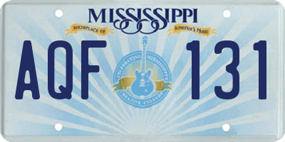 MS license plate AQF131