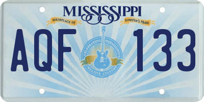 MS license plate AQF133