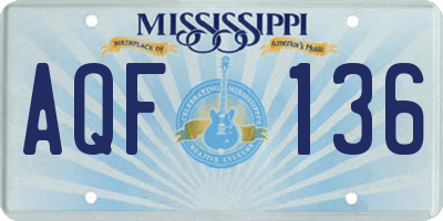 MS license plate AQF136
