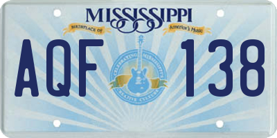 MS license plate AQF138