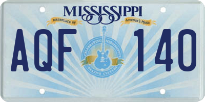 MS license plate AQF140