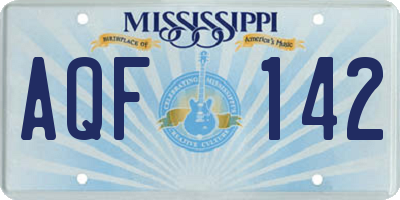 MS license plate AQF142
