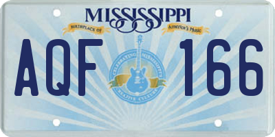 MS license plate AQF166
