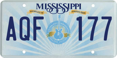 MS license plate AQF177
