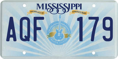MS license plate AQF179