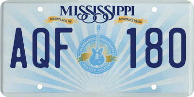 MS license plate AQF180