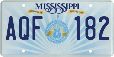 MS license plate AQF182