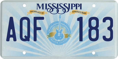 MS license plate AQF183