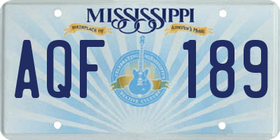 MS license plate AQF189