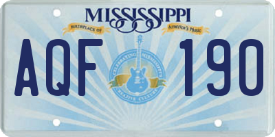 MS license plate AQF190