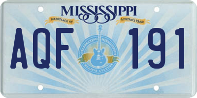 MS license plate AQF191