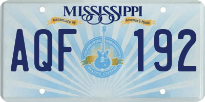 MS license plate AQF192