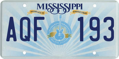 MS license plate AQF193