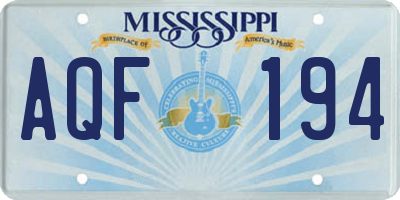 MS license plate AQF194