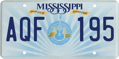 MS license plate AQF195