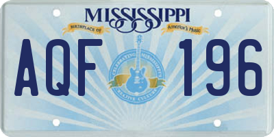 MS license plate AQF196