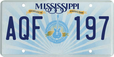 MS license plate AQF197