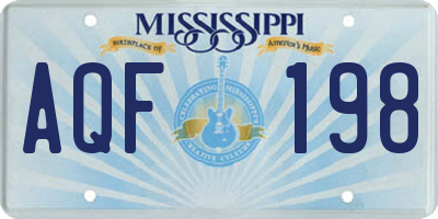 MS license plate AQF198