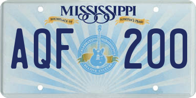 MS license plate AQF200