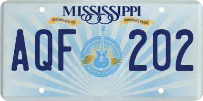 MS license plate AQF202