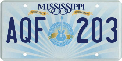 MS license plate AQF203