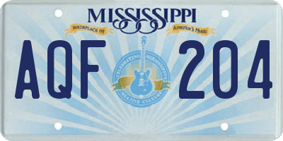 MS license plate AQF204