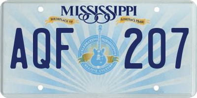 MS license plate AQF207