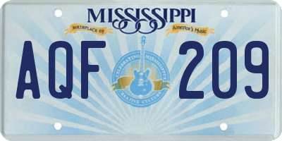 MS license plate AQF209