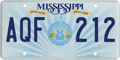 MS license plate AQF212