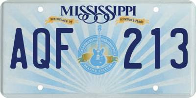 MS license plate AQF213