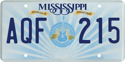 MS license plate AQF215