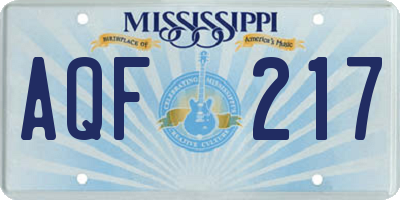 MS license plate AQF217