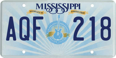 MS license plate AQF218