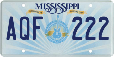 MS license plate AQF222
