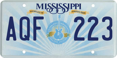 MS license plate AQF223