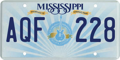 MS license plate AQF228