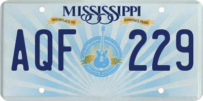 MS license plate AQF229