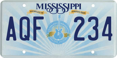 MS license plate AQF234