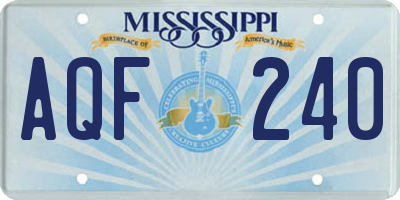MS license plate AQF240