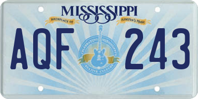 MS license plate AQF243
